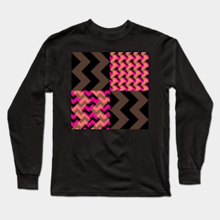 'Ziggy' - in Cerise and Orange on a Black and Brown base Long Sleeve T-Shirt